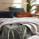 Axyaa Olive Green Velvet Quilt Set - Full/Queen Size Comforter with 2 Shams