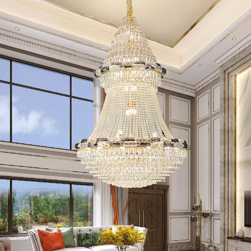 Axyaa Crystal Chandelier: Elegant European Luxury Lighting for Chic Living Spaces