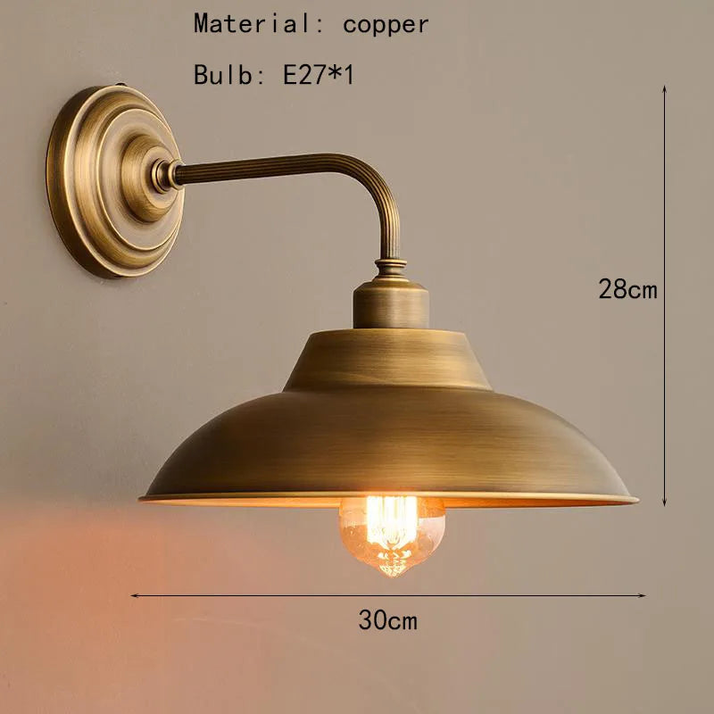 Axyaa White Ceramic Wall Light with E27 Bulb, Old Brass Finish