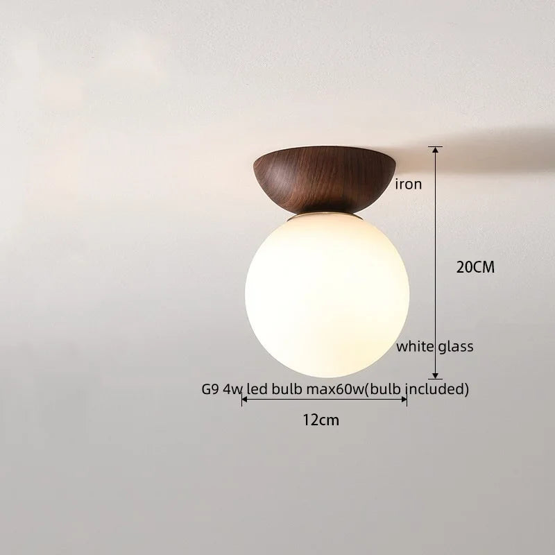 Axyaa Walnut Glass LED Ceiling Light Modern Art Decoration Fixture