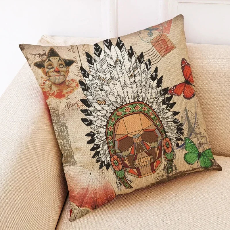 Retro Design Linen Pillowcase for Living Room & Bedroom by Axyaa