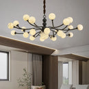 Axyaa Spanish Marble Chandelier Brass Black Finish Dimmable Ceilings Lustre