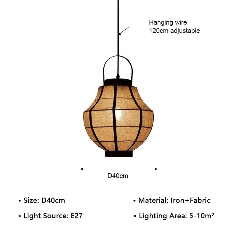 Axyaa Retro Cloth Chandeliers: Japan Fabric Pendant Lights for Home Decor