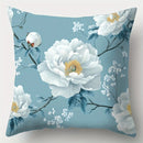 Axyaa Blue Floral Pillow Cover Set, 17.7" x 17.7", Single-Sided Print - Home Sofa Decor
