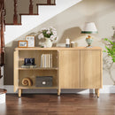 Modern White Sideboard Buffet Table with Storage Doors by Axyaa