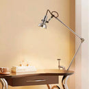 Axyaa Chrome Metal Long Arm Desk Light Adjustable Angle For Bedroom Table Reading.
