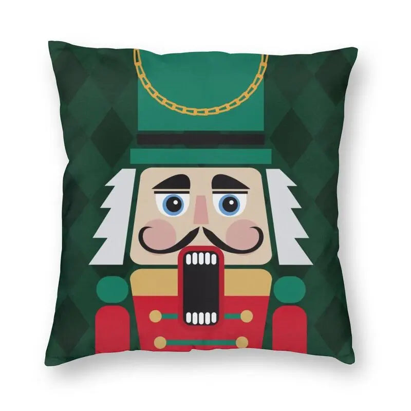 Nutcracker Doll Cushion Cover - Axyaa Square Throw Pillow for Christmas Home Decor