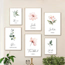 Botanical Leaves Islamic Quote Canvas Painting Pink Flower Wall Art by Axyaa
