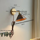 Axyaa Nordic LED Wall Sconce Walnut Wood Copper Pull Chain Switch Lamp
