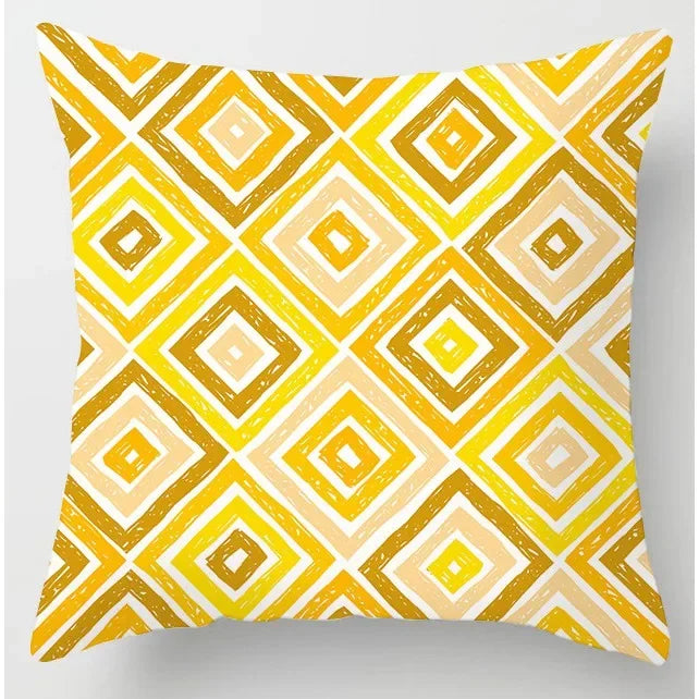 Axyaa Yellow Flower Print Cushion Cover for Home Sofa Decoration