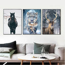 Axyaa Winter Snow Animals Canvas Wall Art Print for Living Room