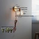 Axyaa Flower Glass LED Wall Light Fixture Vintage Rotate Copper Bedside Lamp