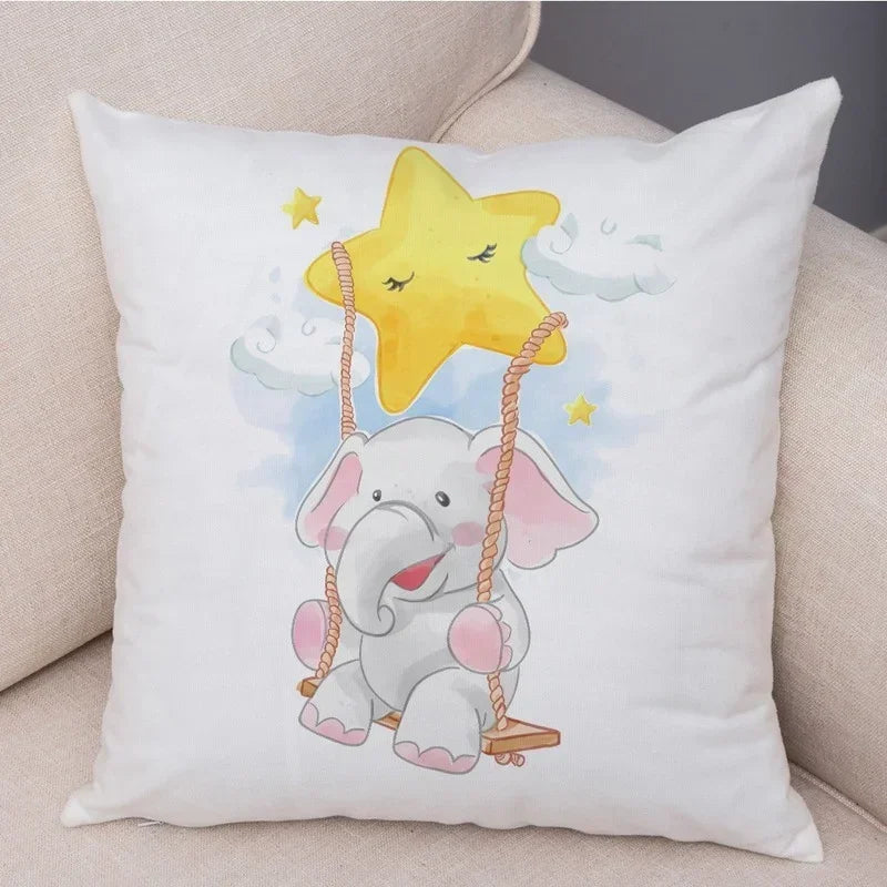 Axyaa Christmas Cartoon Animal Cushion Cover - Santa Claus Pillowcase