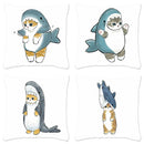 Axyaa Cat Shark Pillow Case: Kawaii Sofa Cushion Cover 45x45cm