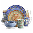 Axyaa Bohemian Mandala Porcelain Dinnerware Set - Dinner, Dessert Plate, Bowl, Mug