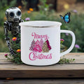 Axyaa Festive Red Car Enamel Mug Christmas Drinkware for Cozy Holidays