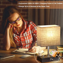 Axyaa Beige Bedside Lamp with USB Ports and Phone Stands