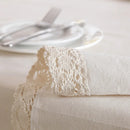 Axya Nordic Cotton Linen Tablecloth with Elegant White Lace - Dining & Tea Table Cover