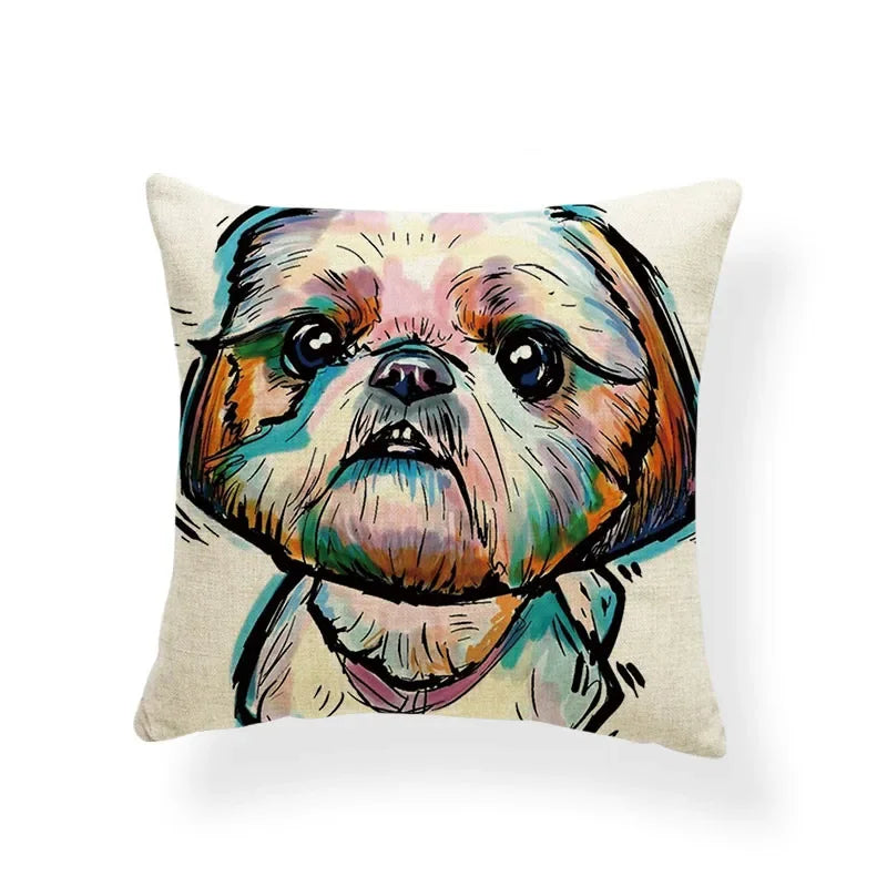 Axyaa Golden Retriever Linen Pillowcase: Decorative Square Cushion Cover