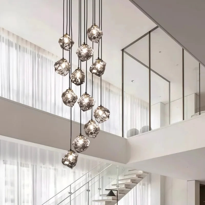 Axyaa Staircase Chandeliers LED Pendant Lamps Modern Home Indoor Lighting