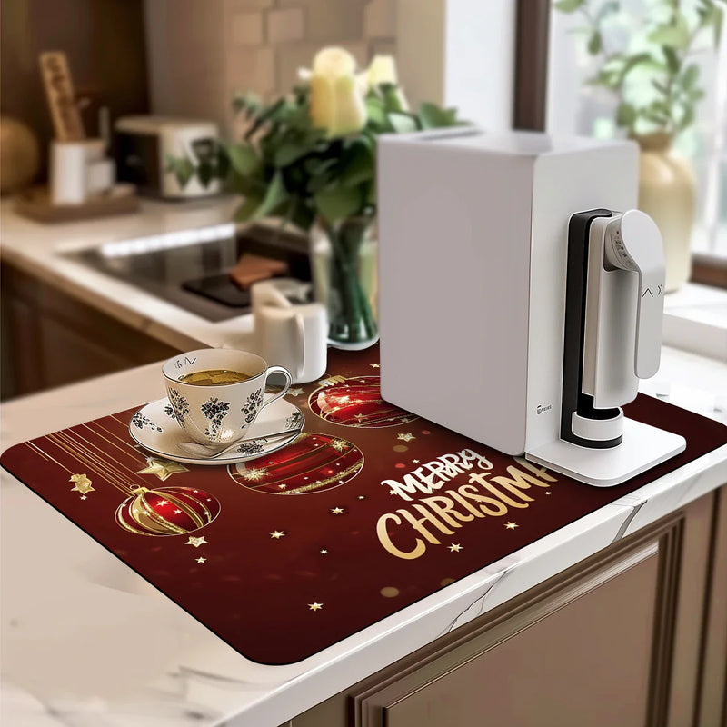 Axyaa Christmas Decor Absorbent Mat for Kitchen and Bathroom