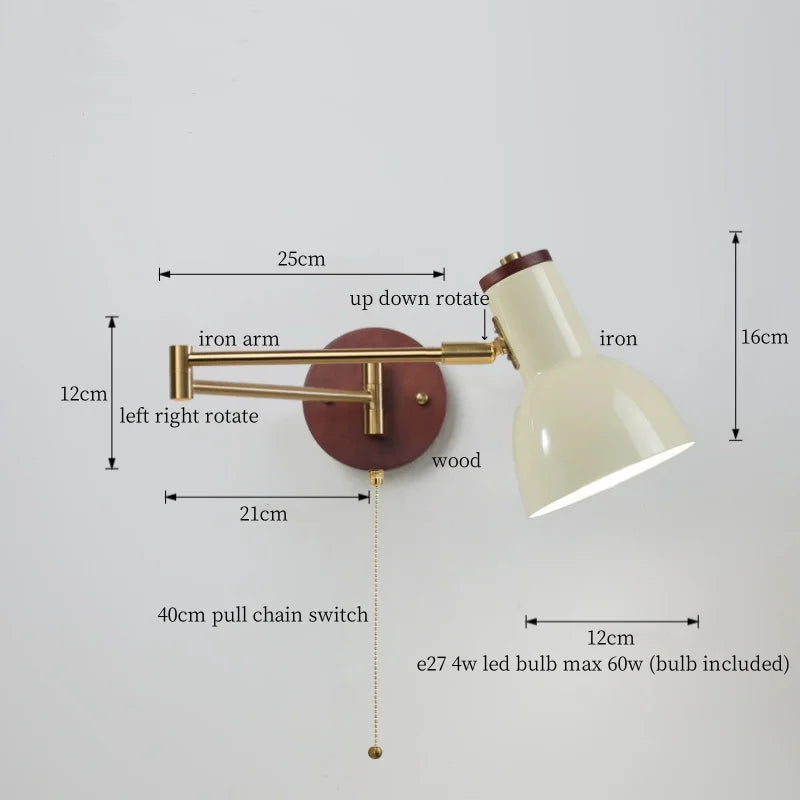 Axyaa White Pumpkin LED Wall Light - Swing Arm Nordic Modern Wandlamp