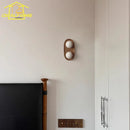 Axyaa Cream Wind Wooden Round Glass LED Wall Lamp Double Head Minimalist Designer