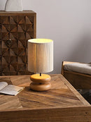 Axya Walnut Wood Bedside Table Lamp – Retro Style for Bedroom & Living Room