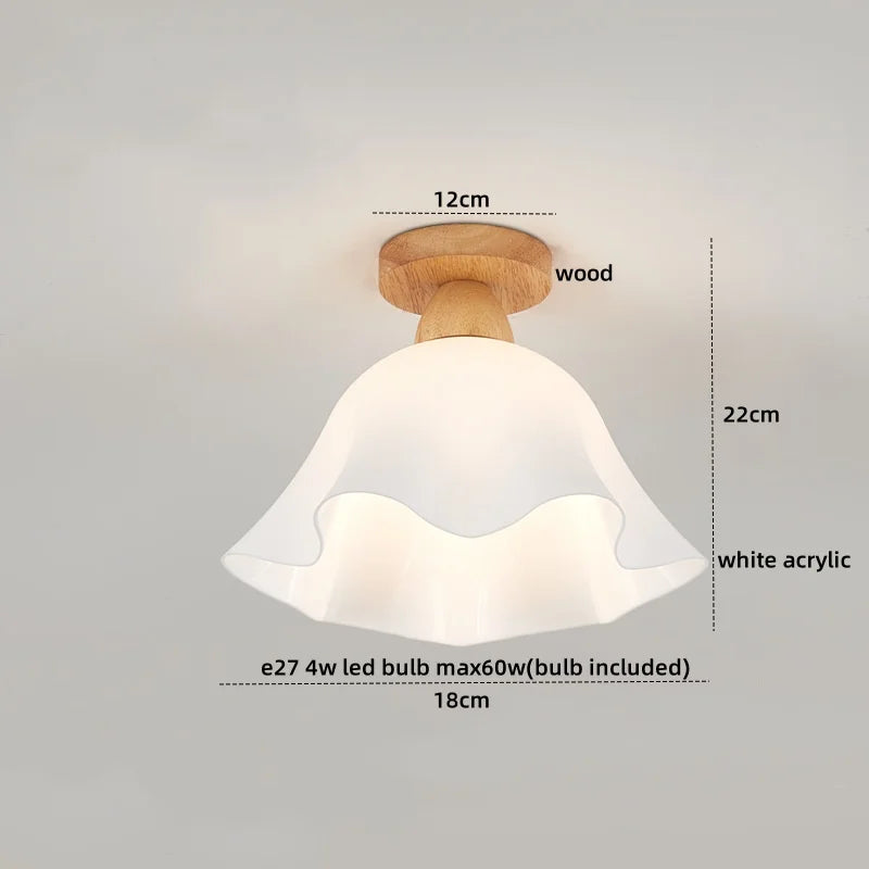 Axyaa Modern Wood Glass LED Ceiling Light for Kitchen Living Room Decor