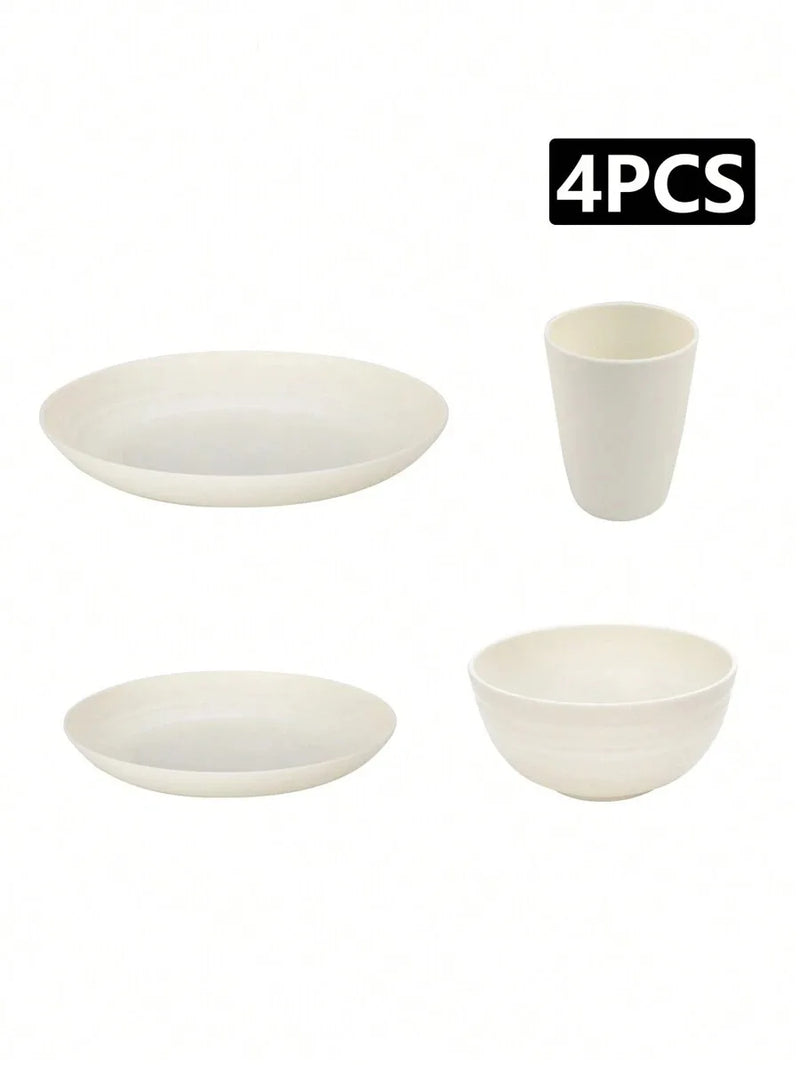 Axyaa Plastic Tableware Set for Home, Camping, Picnic - Reusable Bowl, Plate, Cup (4/16/20/24/32pcs)