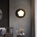 Axyaa White Flower LED Wall Sconce, Vintage Black Travertine Living Lights