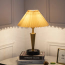 Axyaa Fabric Shade USB Table Lamp with 2 USB Ports & Outlet on Metal Base