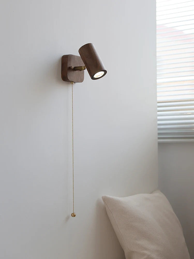 Axyaa Adjustable Bedside Wall Lamp LED Walnut Wood Color