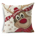 Axyaa Cartoon Christmas Linen Pillowcase Decoration 45cm*45cm, Perfect Gift for Home