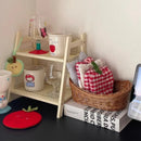 Axyaa Rattan Double-Layer Cup Storage Organizer - Kitchen Shelf for Coffee Corner