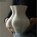 Axyaa White Ceramic Human Body Vase Decorative Crafts