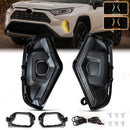 Axyaa LED DRL Fog Lamps for Toyota RAV4 2019-2024, White Yellow Daylights