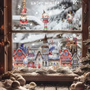 Stained Snowman & Candy House Window Sticker Set by Axyaa: Reusable Xmas Glass Film