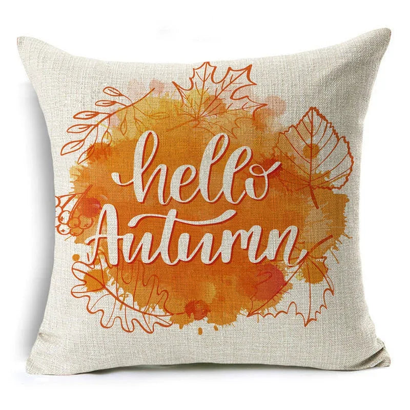 Axyaa Autumn Print Style Thanksgiving Pillow Case - Decorative Plant Cushion Cover