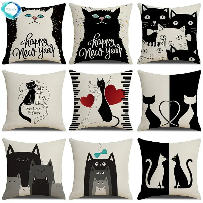 Axyaa Cat Print Cushion Cover for Stylish Home Decor and Comfort