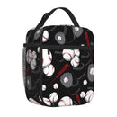 Axyaa Insulated Baseball Lunch Bag with Red Stitching, Portable Thermal Cooler