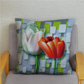 Axyaa Bedroom Tulip Flower Floral Cushion Cover Pillowcase for Sofa
