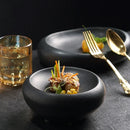 Axyaa Black Ceramic Western Food Plate Set for Hotel & Restaurant