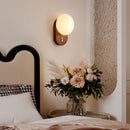 Axyaa Solid Wood LED Wall Lights Glass Sconces with Switch - Retro Bedroom Bedside Lamps
