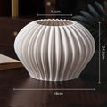 Axyaa Geometric Circle Ceramic Vase - White Streak Design - Handcrafted Floral Accessories