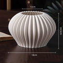 Axyaa Geometric Circle Ceramic Vase - White Streak Design - Handcrafted Floral Accessories
