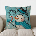 Axyaa Joyful Snowman Candy Cane Throw Pillow Cover