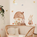 Boho Bunny Mouse Mushroom Animals Forest Nursery Wall Decals Sticker Axyaa Kids Room Art