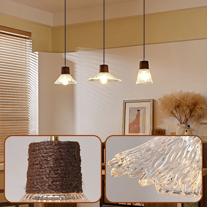 Axyaa Clear Glass LED Pendant Light Chandelier - Home Decor Hanging Lamp
