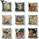 Abstract Portrait Painting Linen Sofa Pillow Case Set by Axyaa Art Decor